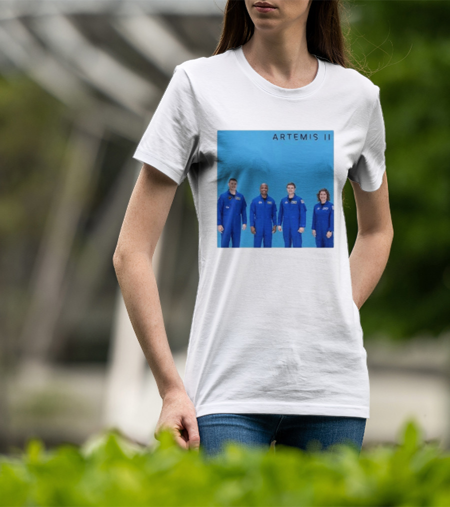 NASA Artemis II Crew Astronauts In Blue Flight Suits Mission Patch T-Shirt
