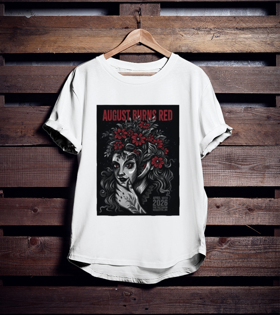 August Burns Red Concert April 10 2026 The Palladium Worcester MA Floral Headpiece T-Shirt