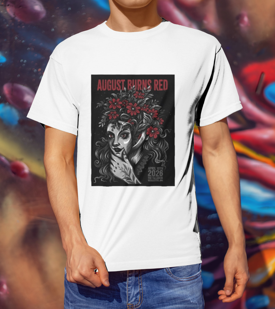 August Burns Red Concert April 10 2026 The Palladium Worcester MA Floral Headpiece T-Shirt