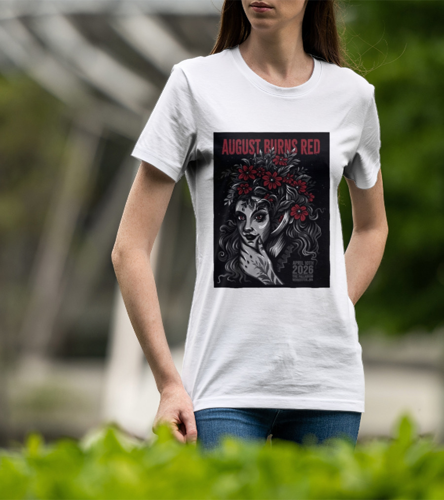 August Burns Red Concert April 10 2026 The Palladium Worcester MA Floral Headpiece T-Shirt