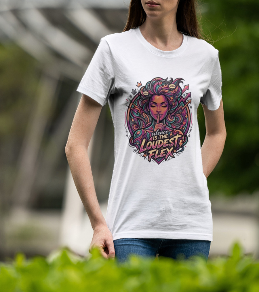 Shhh Silence Is The Loudest Flex Zen Art Nouveau Aesthetic T-Shirt