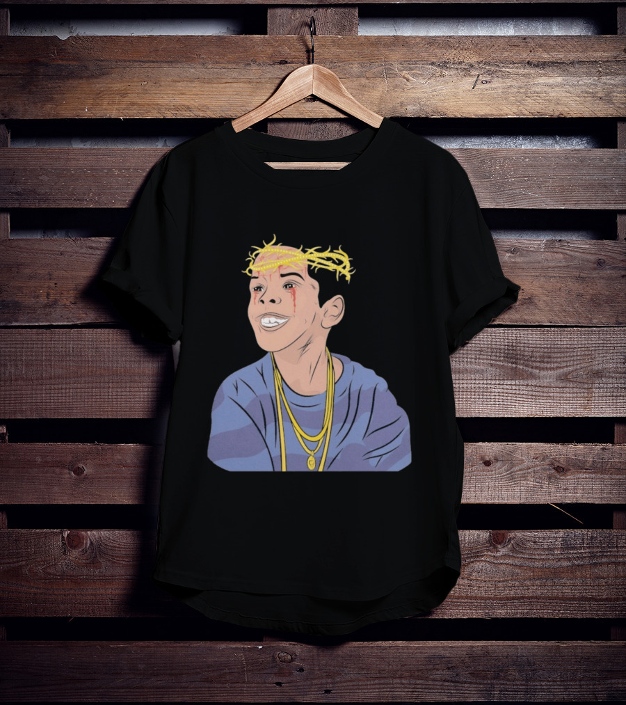 Flygod 10 Year Anniversary Unique Graphic With Golden Crown And Tearful Smile T-Shirt