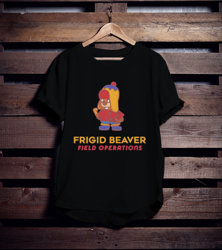 Frigid Beaver Field Operations Cold Weather Adventure Cartoon T-Shirt