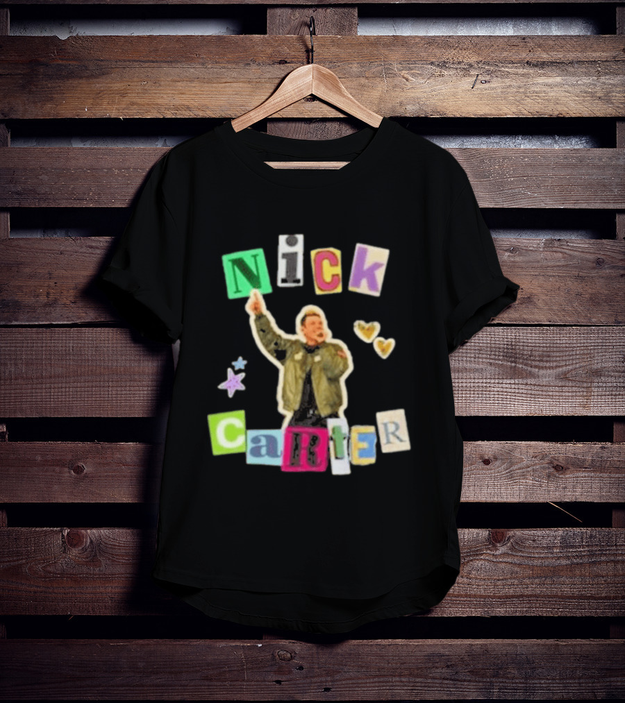 Nick Carter Love Life Tragedy Old School Scrapbook Hearts And Stars Collage T-Shirt