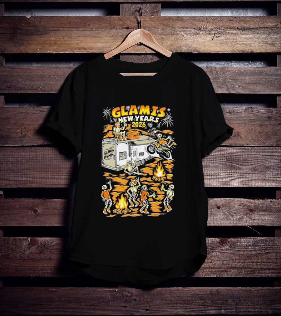 Glamis New Years 2026 Skeletons Campfire Celebration With Motorbike And Fireworks T-Shirt