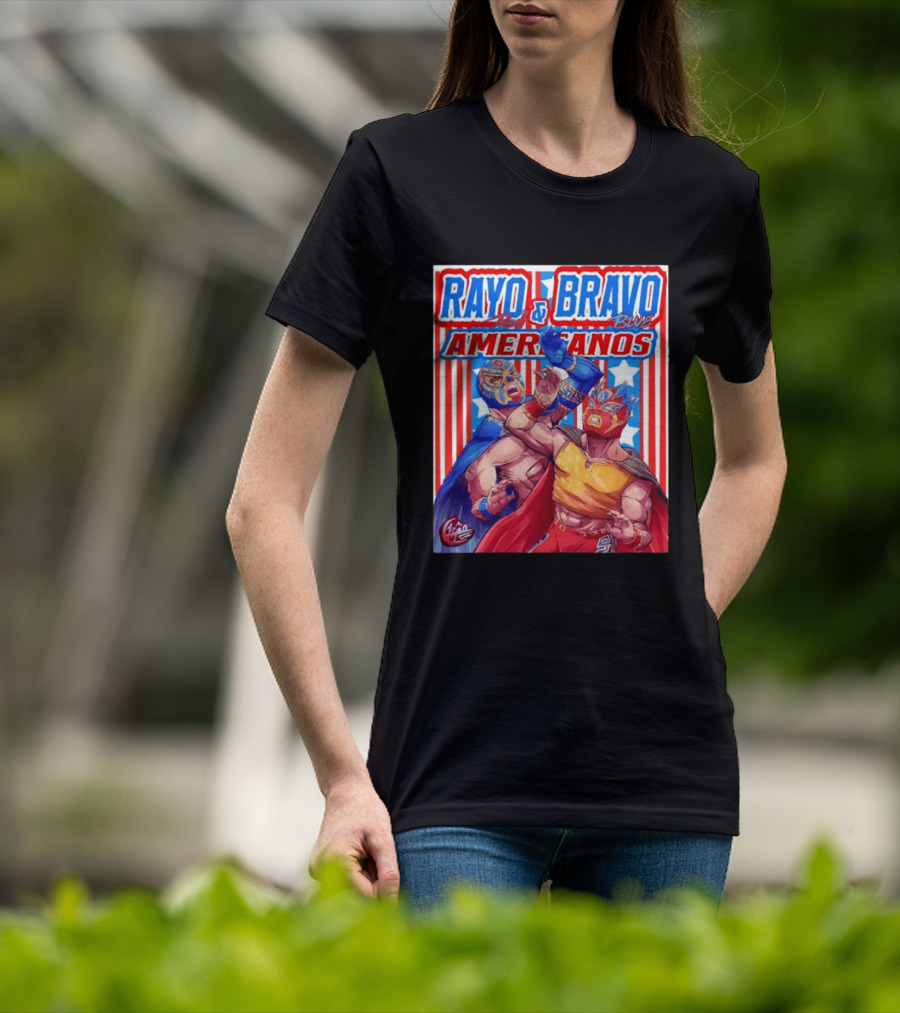 Rayo And Bravo Red Blue Americanos Wrestling Fan Favorite T-Shirt