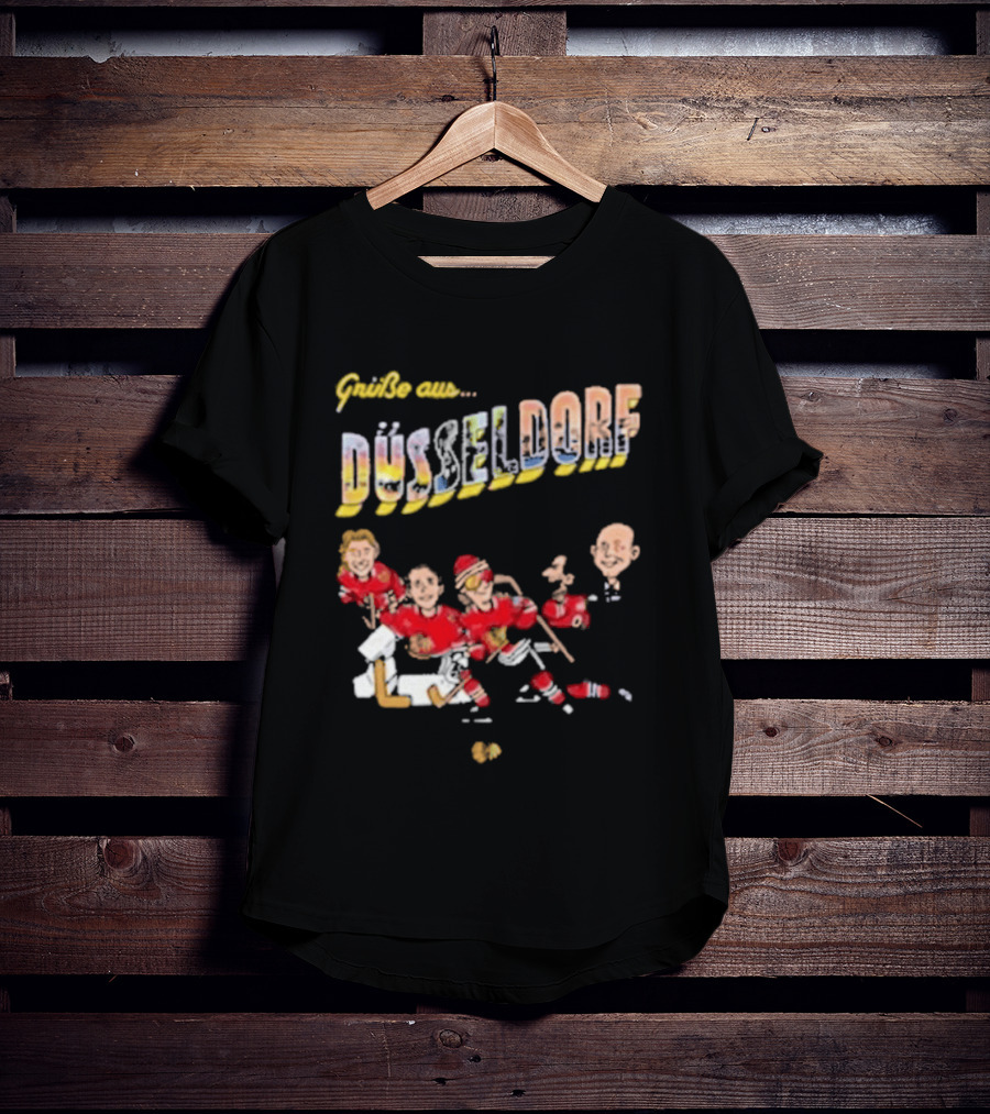 Grüße Aus Düsseldorf Chicago Blackhawks Classic Ice Hockey Scene T-Shirt