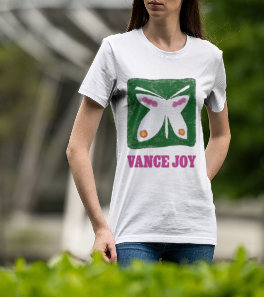 Vance Joy Butterfly Green Pink White T-Shirt