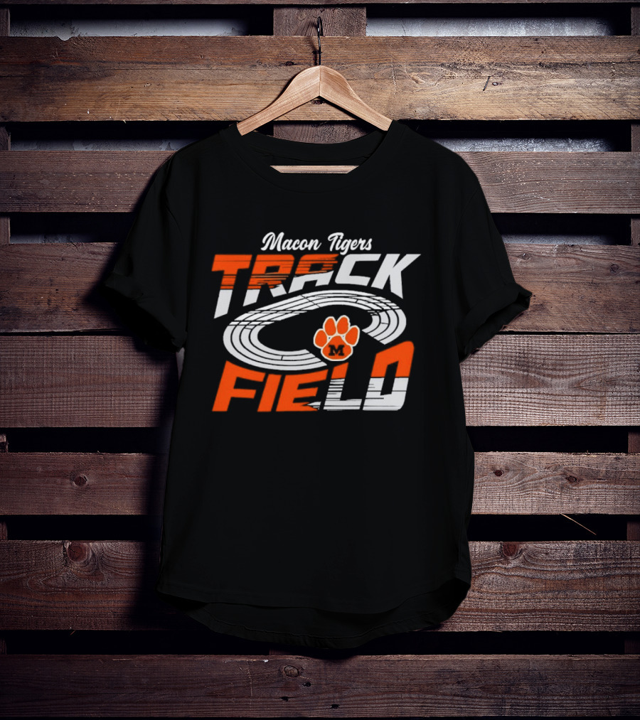 Macon Tigers Track And Field With Orange Paw Print T-Shirt