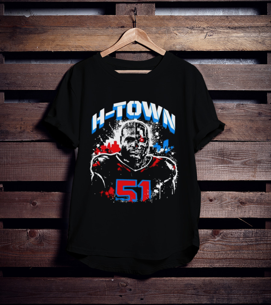 Will Anderson Jr. Number 51 Houston Texans H Town Skyline T-Shirt