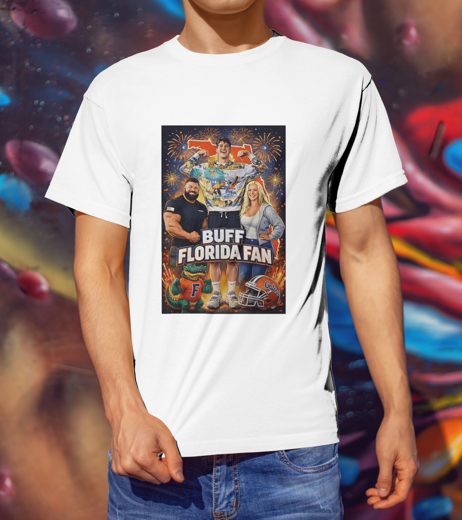 Buff Florida Fan Florida Gators F Mascot Football Helmet Fireworks T-Shirt