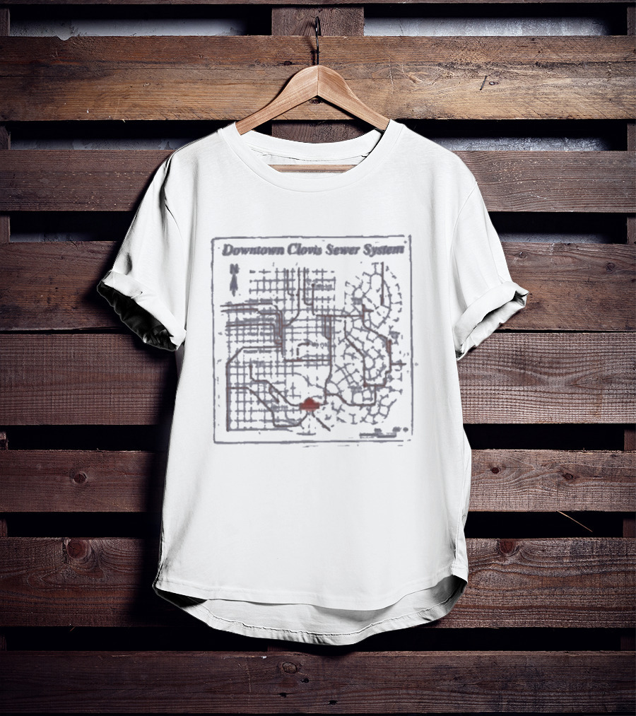 Downtown Mystic Sewer System Map Blueprint T-Shirt