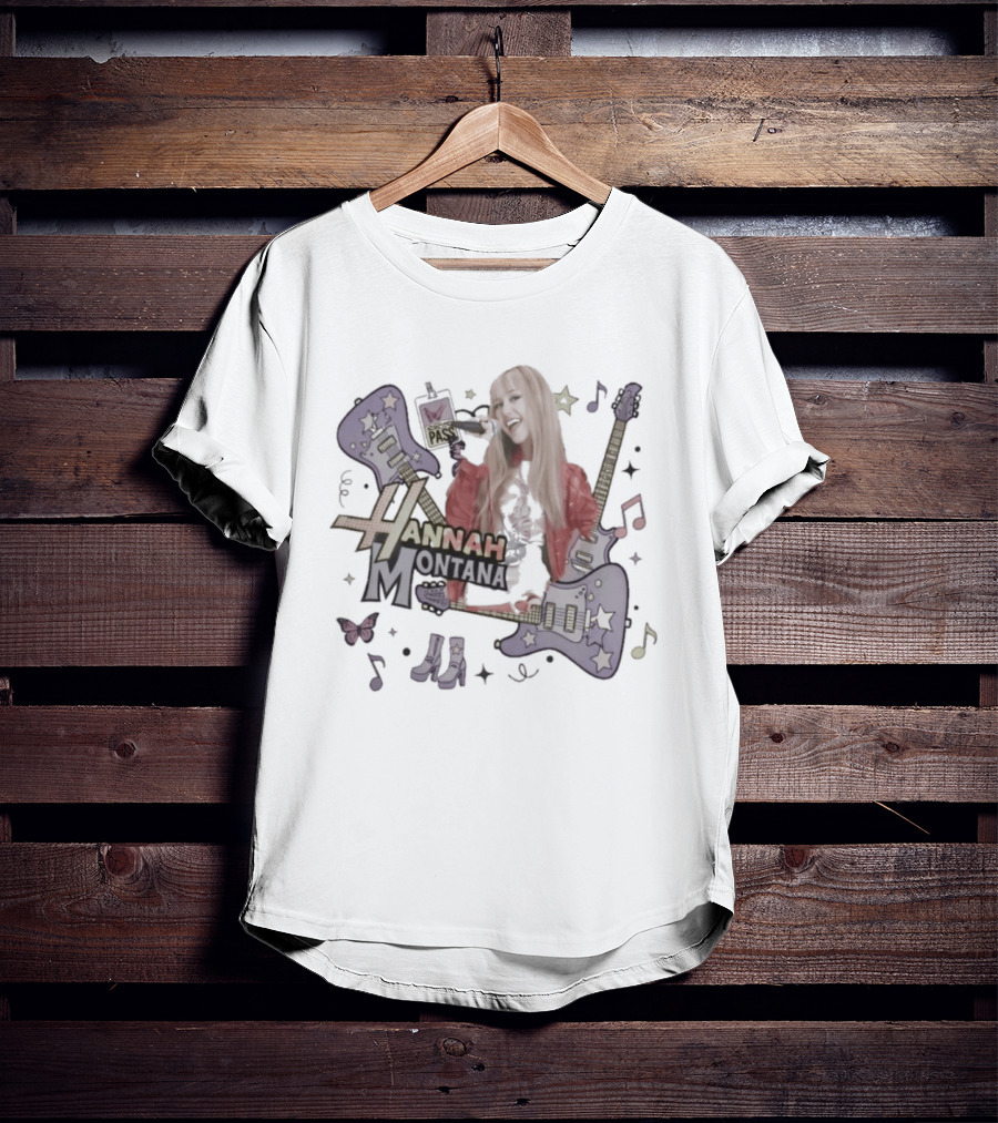 Hannah Montana Y2K Aesthetic Pop Star 2026 Guitar Butterfly Music Notes T-Shirt