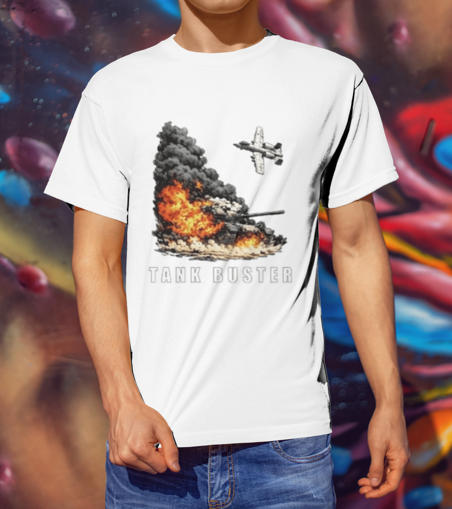 Tank Buster Explosion Fighter Plane Attack T-Shirt