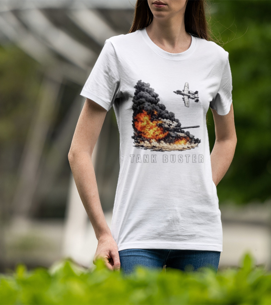 Tank Buster Explosion Fighter Plane Attack T-Shirt