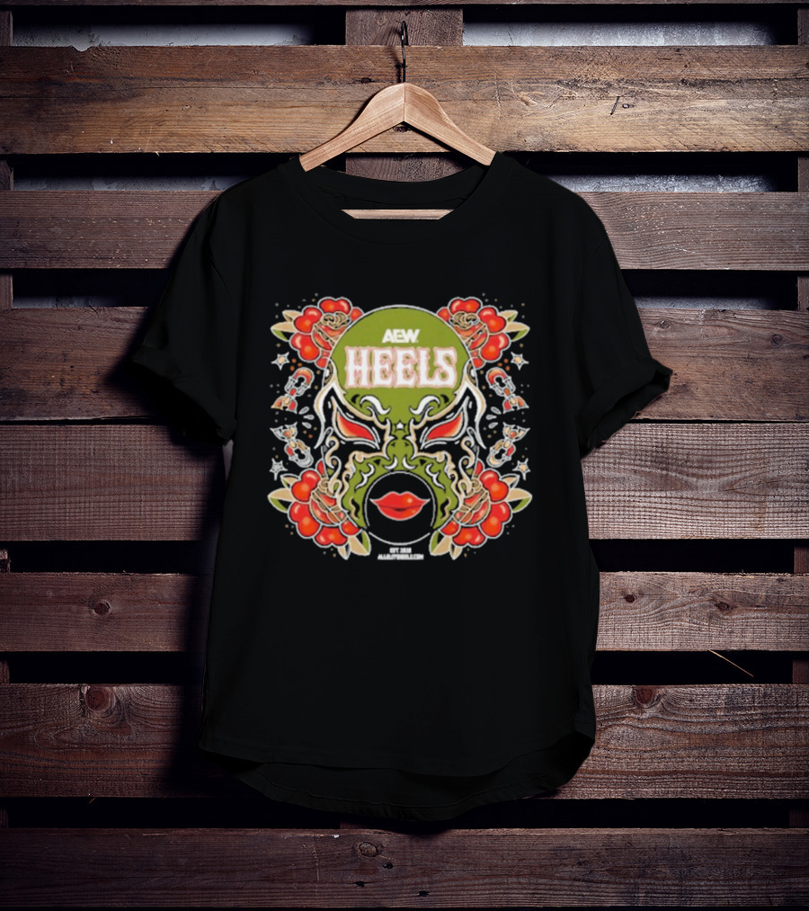 AEW Heels Masked Mistresses Lips And Floral T-Shirt