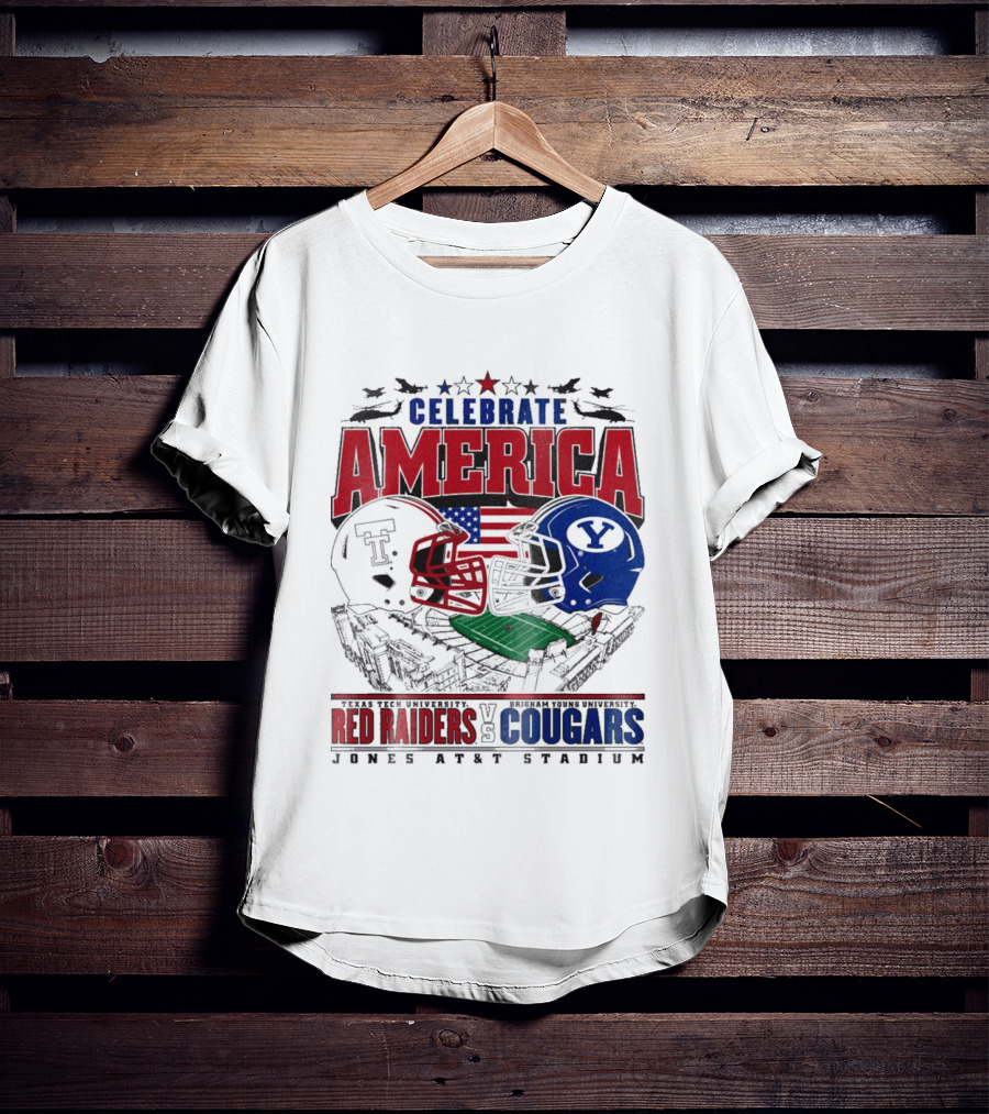 Celebrate America Game Day 2025 Texas Tech Red Raiders Vs Brigham Young Cougars Jones AT&T Stadium T-Shirt