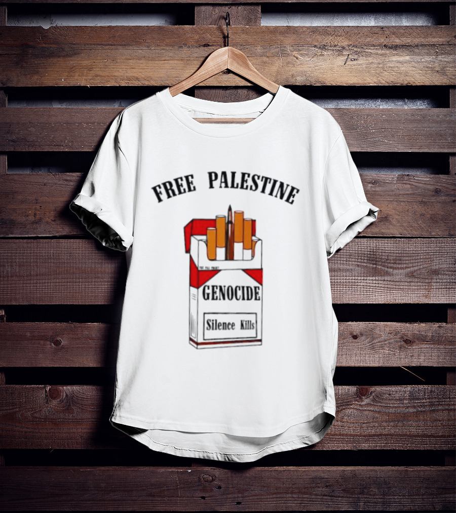 Free Palestine Genocide Silence Kills Cigarette Pack T-Shirt