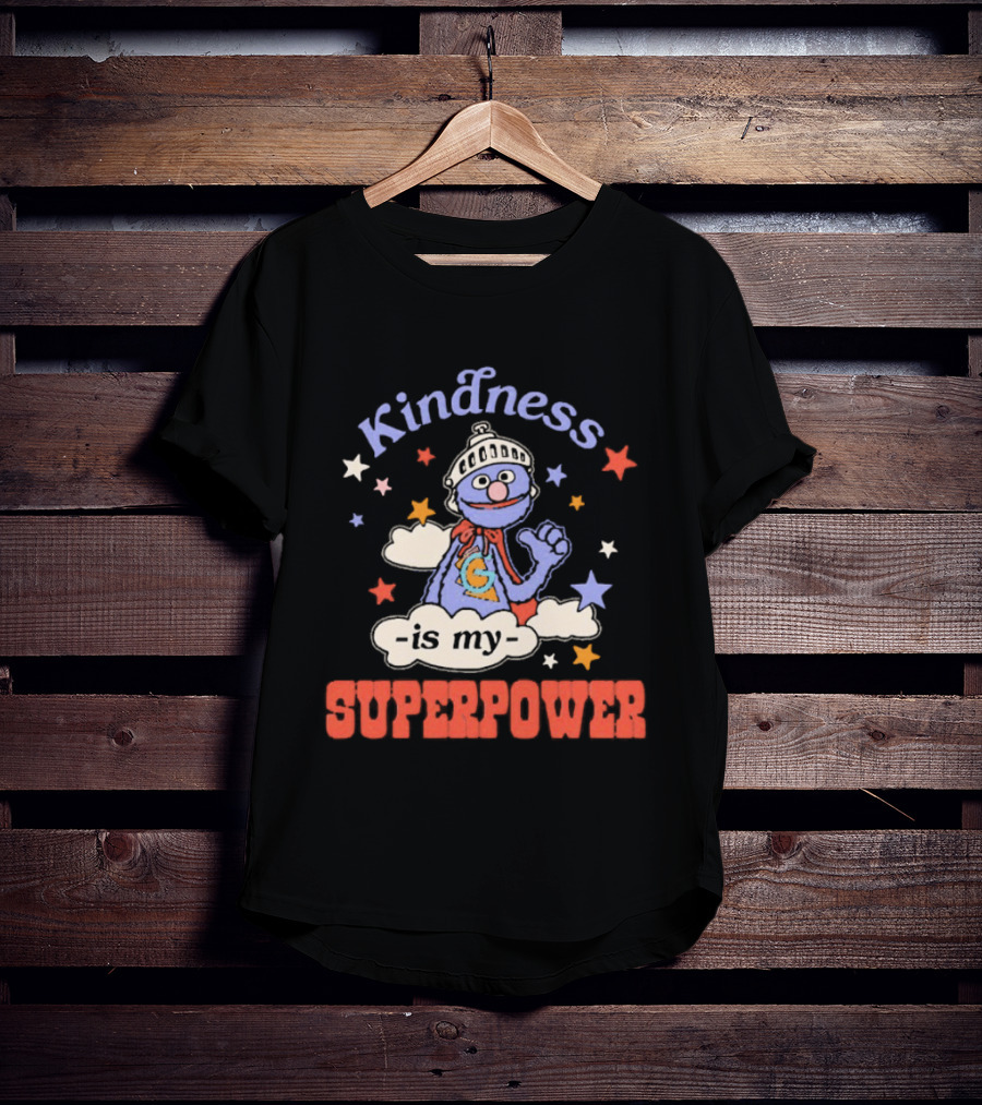 Kindness Is My Superpower Grover Colorful Stars And Clouds T-Shirt