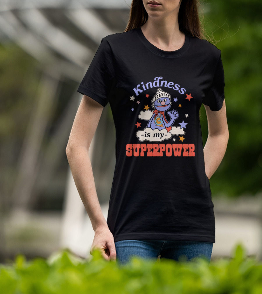 Kindness Is My Superpower Grover Colorful Stars And Clouds T-Shirt