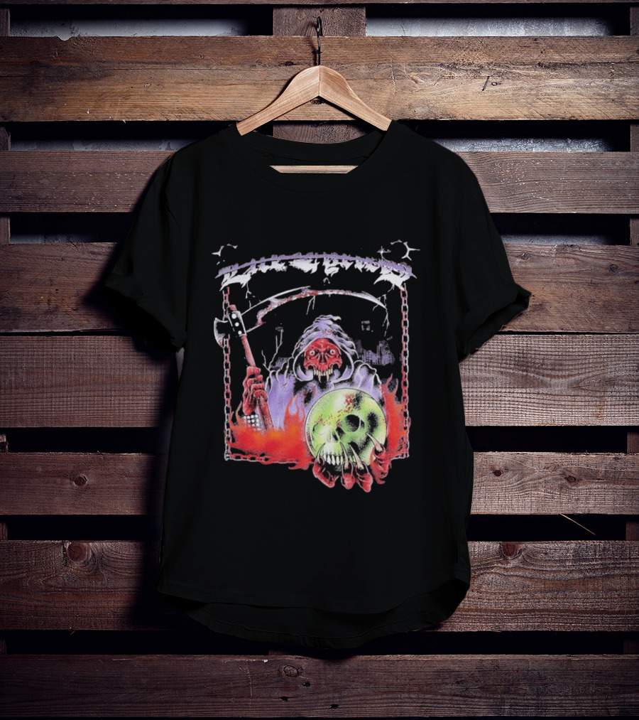 Life Cycles Skeleton Grim Reaper Holding Skull With Scythe Medieval Gothic T-Shirt