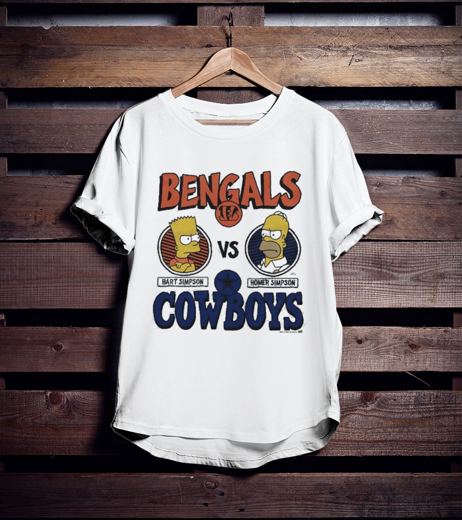 Bengals Vs Cowboys Bart Simpson Homer Simpson T-Shirt