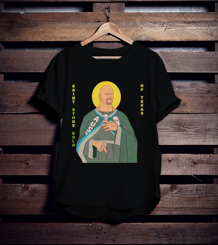 Men Saint Stone Cold Of Texas 3 16 Day Steve Austin Wrestling Icon Illustrated Halo T-Shirt
