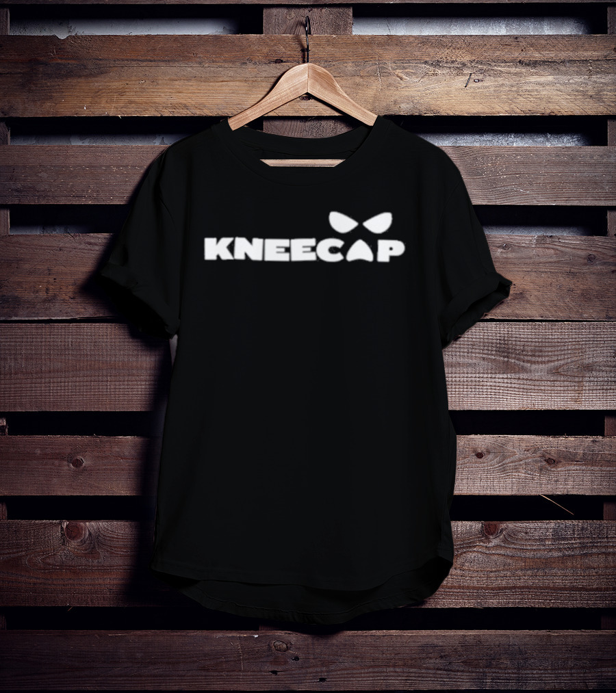 Kneecap Bold Text With Butterfly T-Shirt