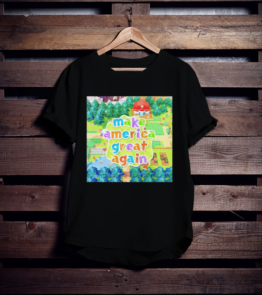 Make America Great Again Colorful Forest Game Inspired Scenery White House Pokopia Generator T-Shirt