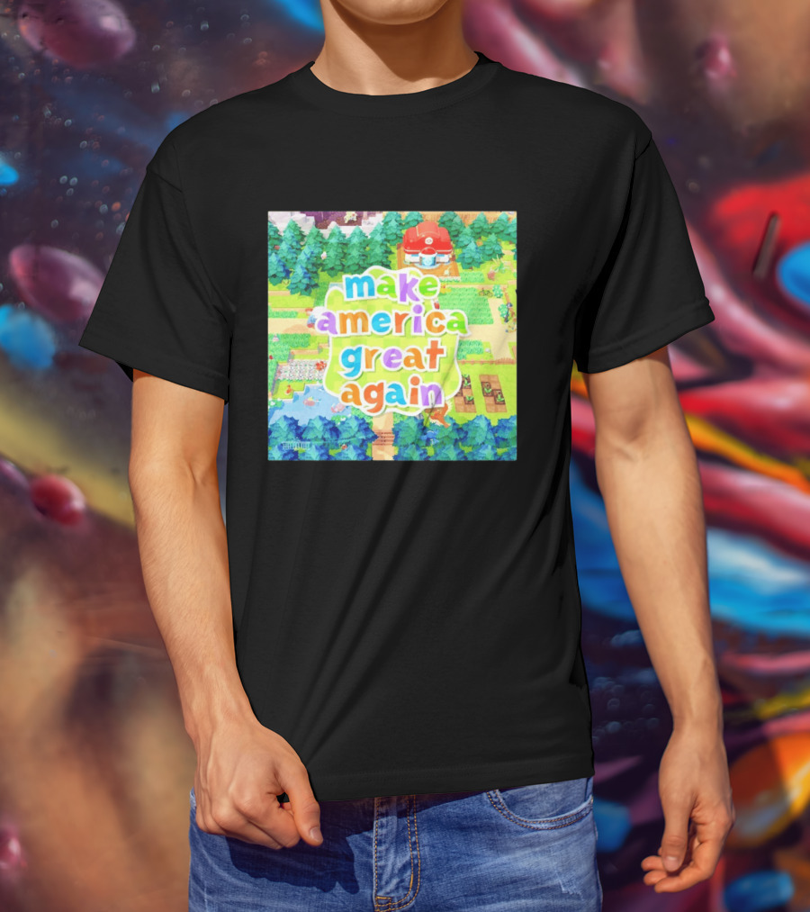 Make America Great Again Colorful Forest Game Inspired Scenery White House Pokopia Generator T-Shirt