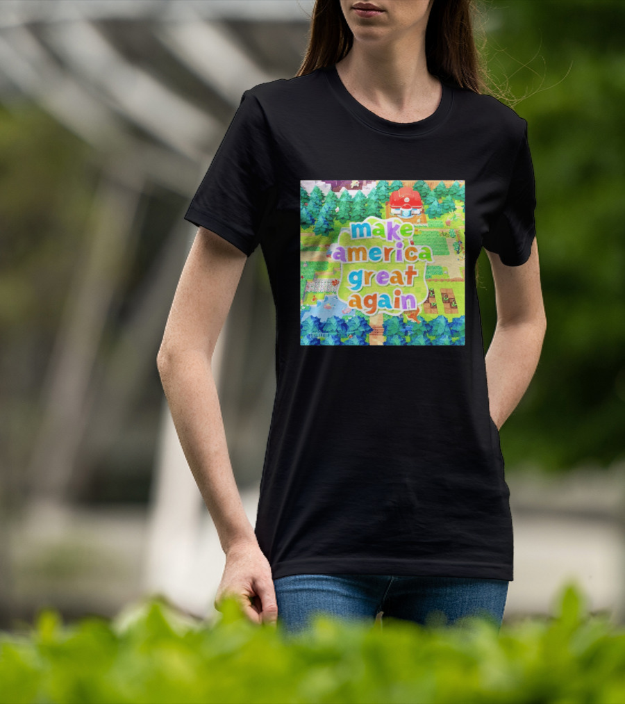 Make America Great Again Colorful Forest Game Inspired Scenery White House Pokopia Generator T-Shirt