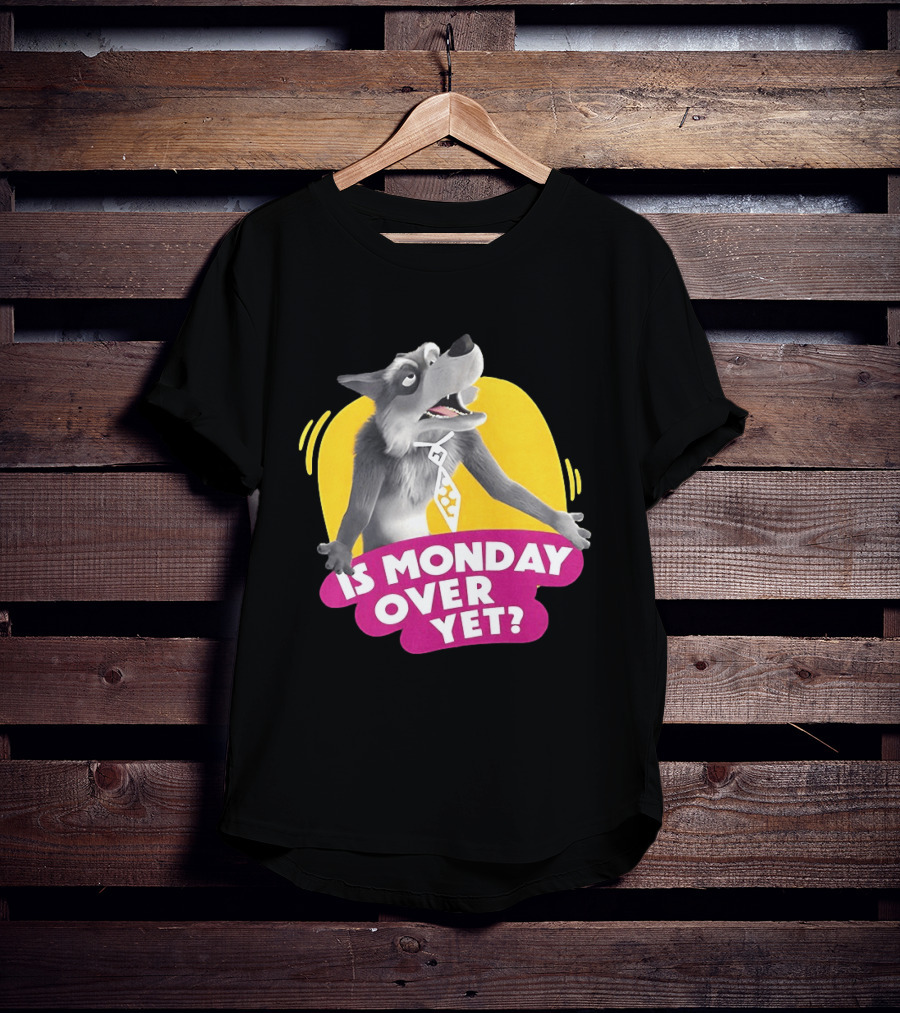 Masha And The Bear Wolf Character Asking Is Monday Over Yet T-Shirt