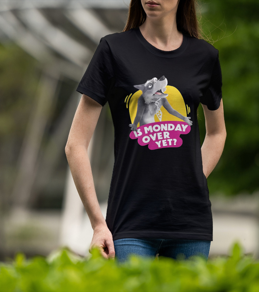 Masha And The Bear Wolf Character Asking Is Monday Over Yet T-Shirt
