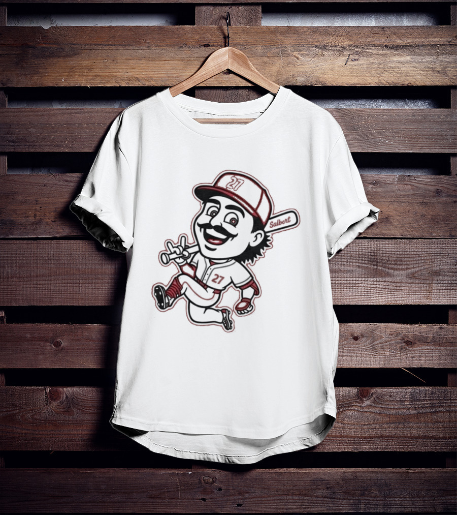 Sal Stewart Baseball Mascot Character With Bat And Mustache T-Shirt