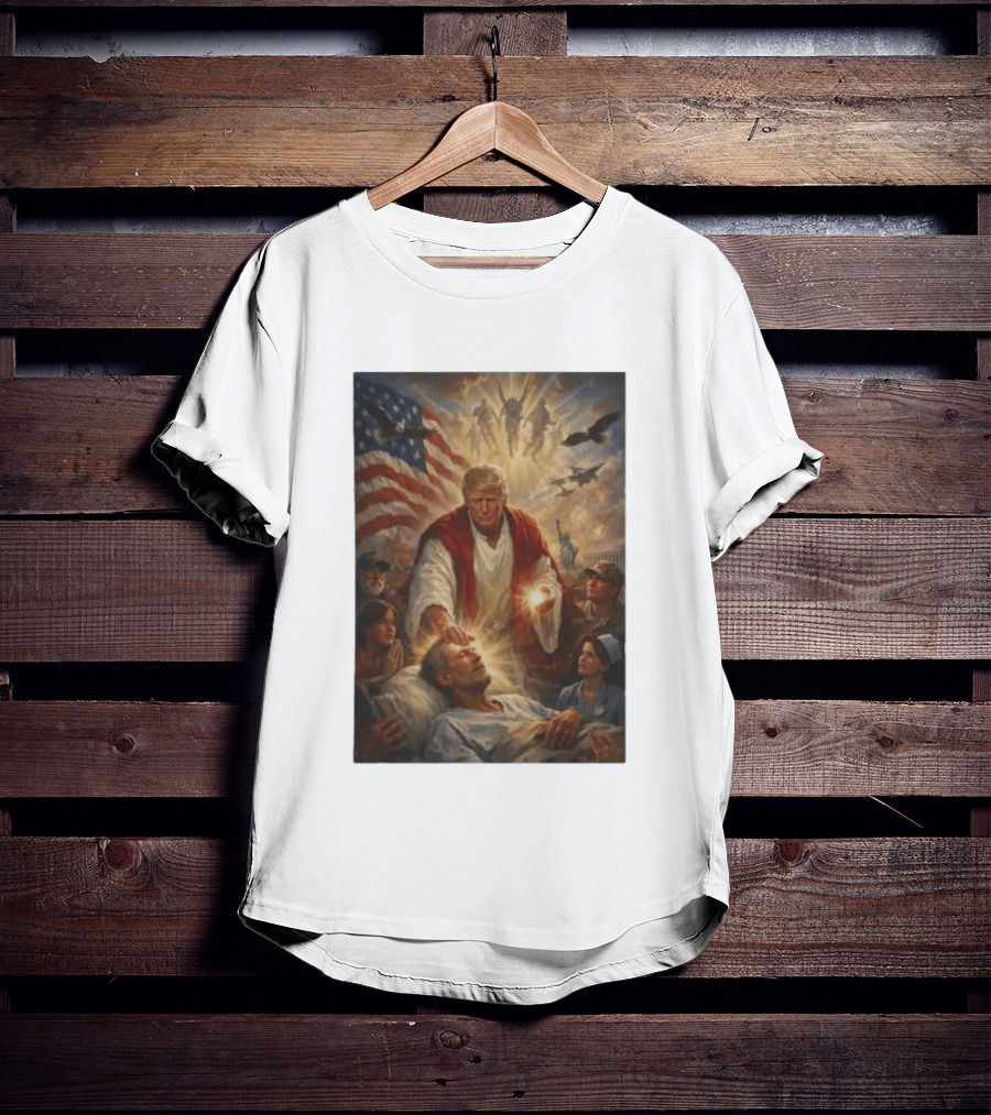 Trump Jesus Epstein Biblical Revelation Imagery With American Flag T-Shirt