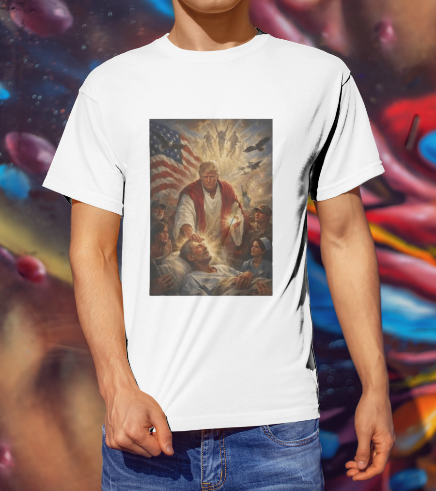 Trump Jesus Epstein Biblical Revelation Imagery With American Flag T-Shirt