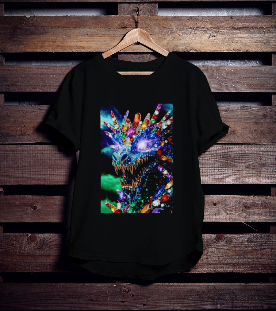 Dragon Crystal Psychedelic Gem Monster Multicolor Jewel Encrusted Creature T-Shirt