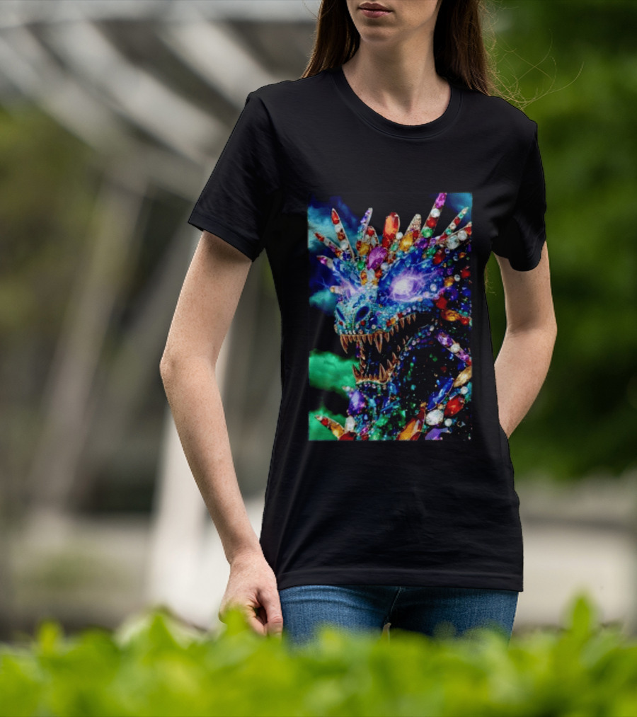 Dragon Crystal Psychedelic Gem Monster Multicolor Jewel Encrusted Creature T-Shirt