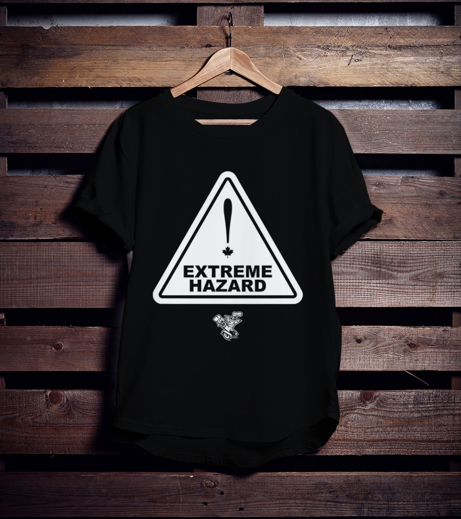 Extreme Hazard Attention Canadians Warning Sign Icon Canada Maple Leaf Moto T-Shirt