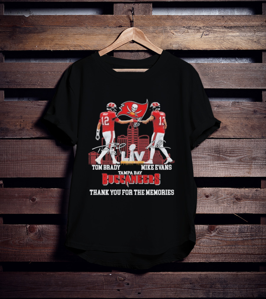 Tom Brady Mike Evans Tampa Bay Buccaneers LIV Thank You For The Memories T-Shirt
