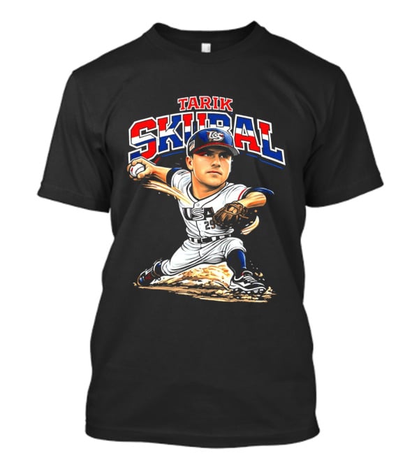 Tarik Skubal USA Baseball Classic Pitcher Caricature T-Shirt