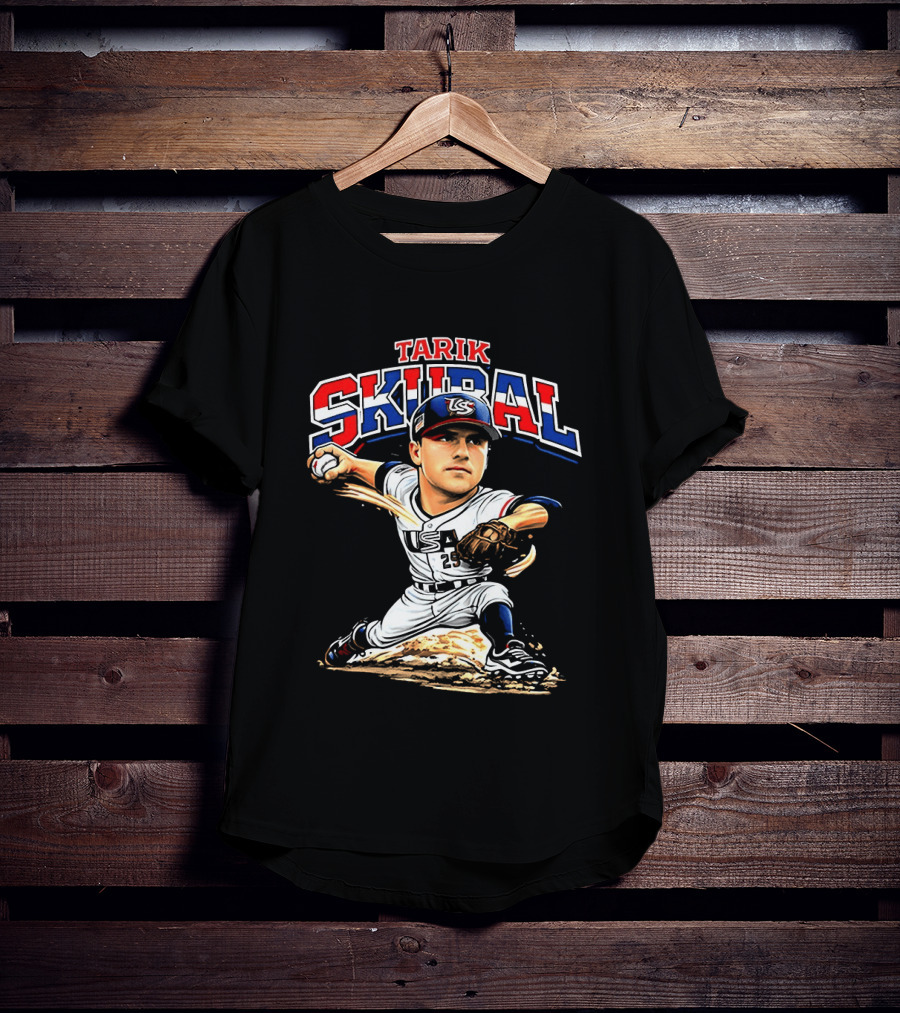 Tarik Skubal USA Baseball Classic Pitcher Caricature T-Shirt
