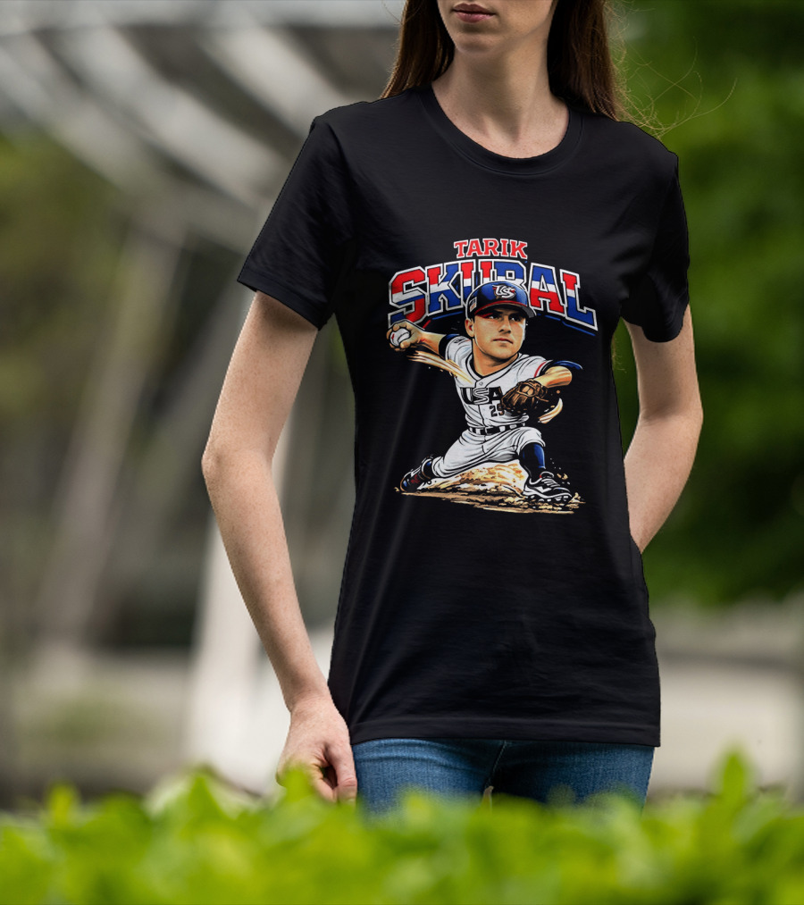 Tarik Skubal USA Baseball Classic Pitcher Caricature T-Shirt