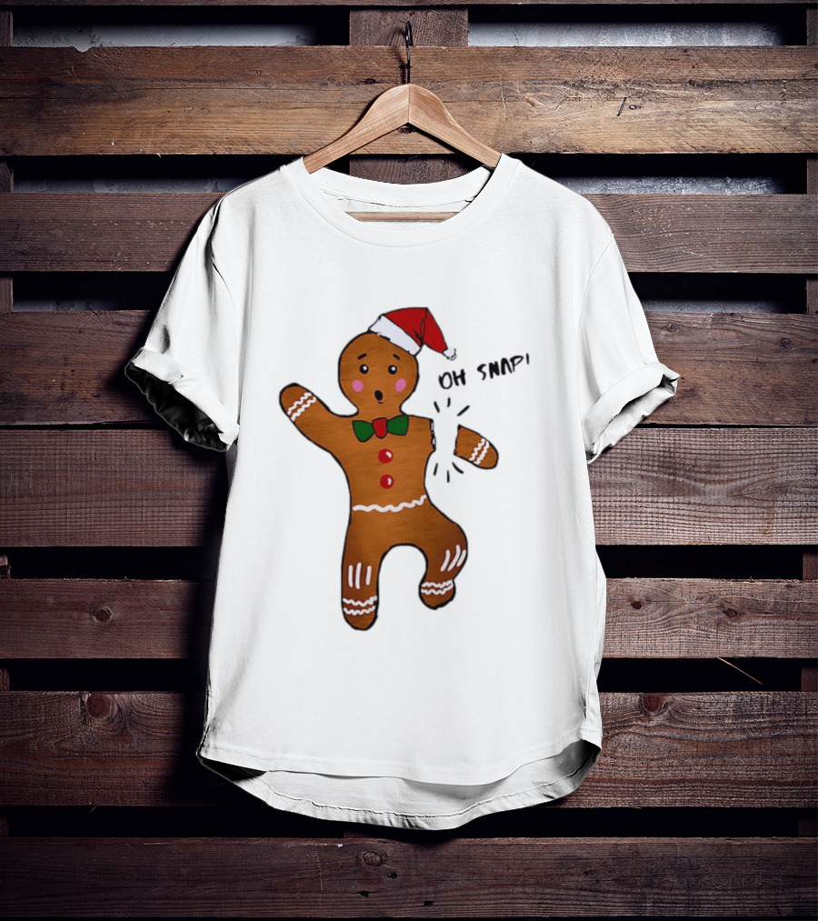 Gingerbread Man Oh Snap Broken Arm Christmas Humor T-Shirt