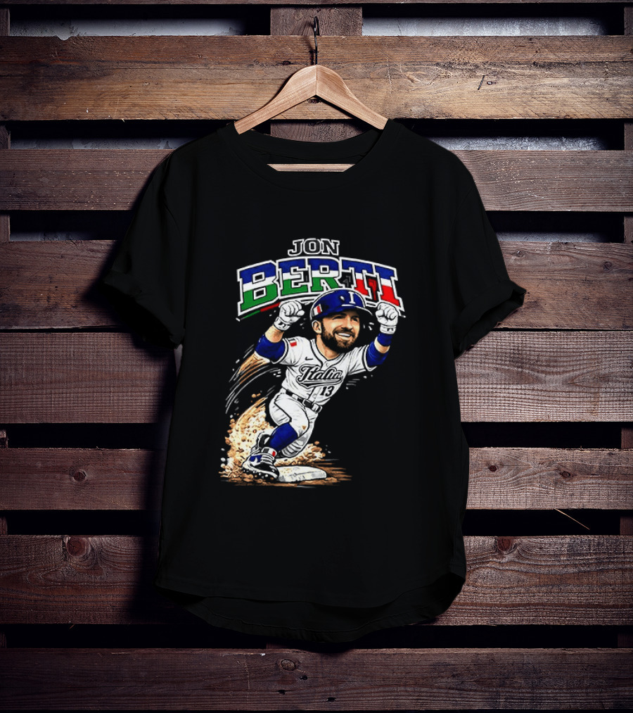 Jon Berti Italy Baseball Classic Caricature 13 T-Shirt