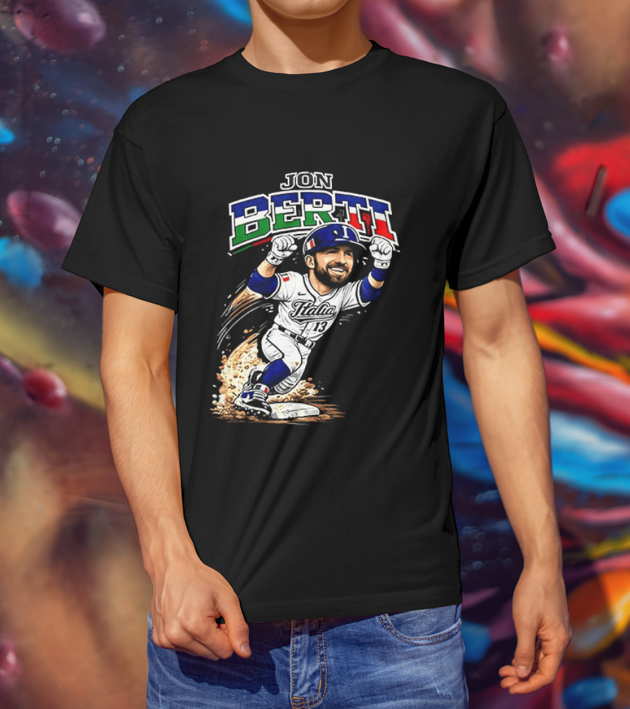 Jon Berti Italy Baseball Classic Caricature 13 T-Shirt