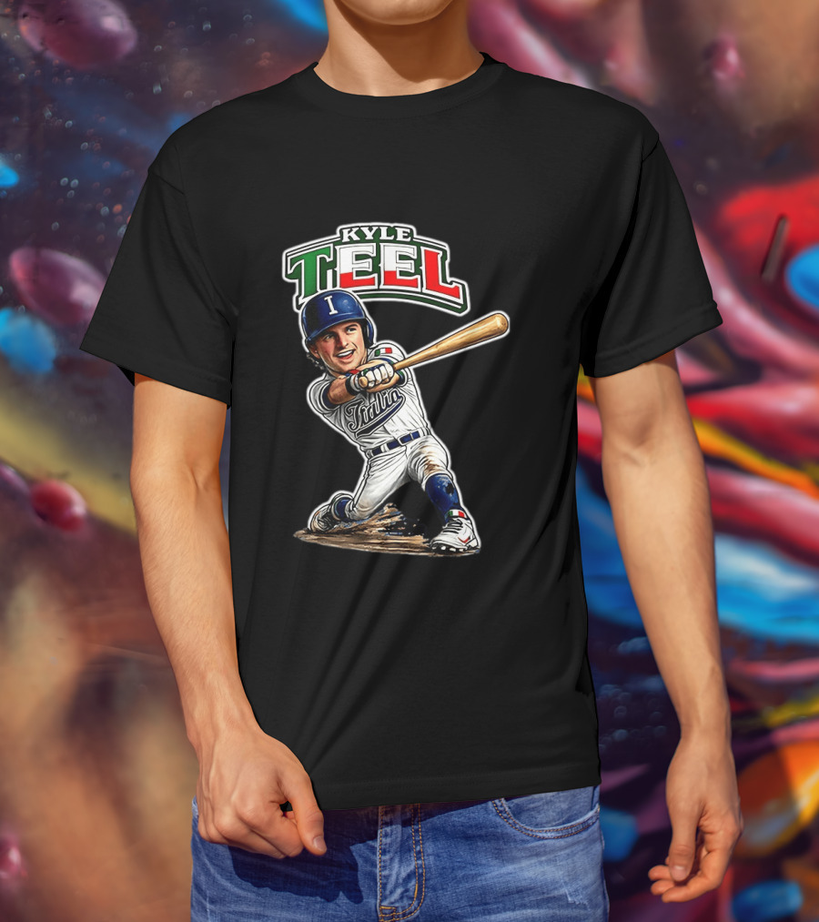 Kyle Teel Italy Baseball Classic Caricature Italy Flag Colors Batting Action T-Shirt