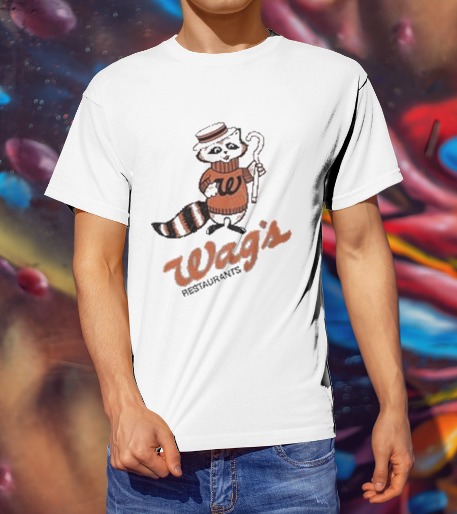 Wag's Restaurant Raccoon Character Sweater Cane T-Shirt