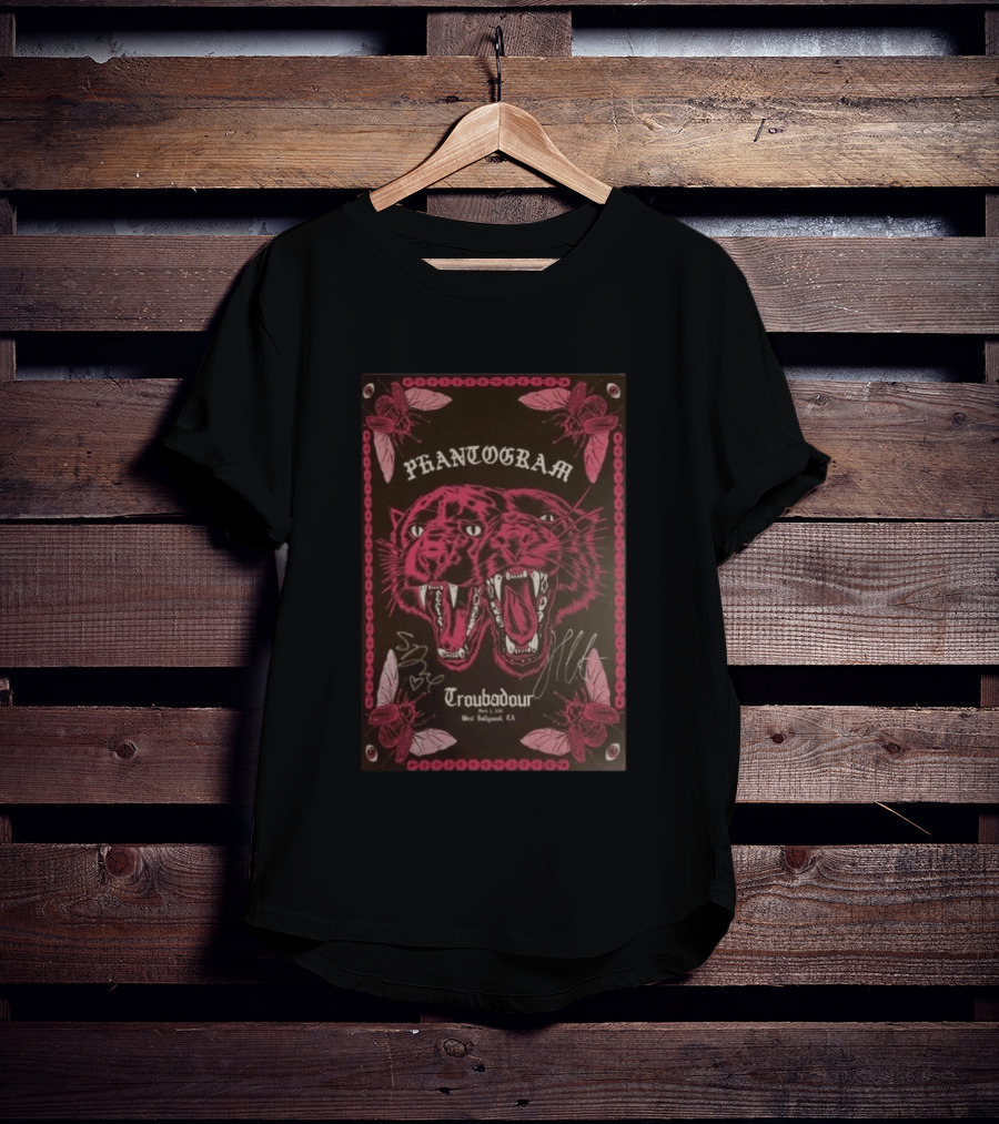 Phantogram Troubadour West Hollywood CA Signed Pink Panther Insects T-Shirt