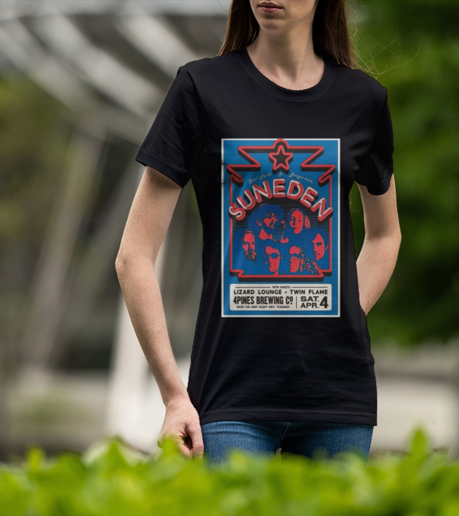 Suneden Soul Funk Boogie April 4 4Pines Brewing Co Lizard Lounge Twin Flame T-Shirt